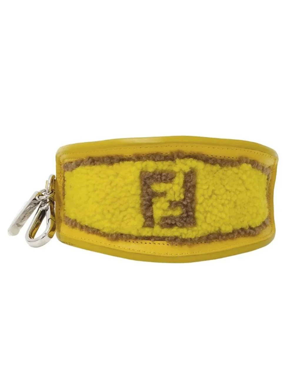 Fendi Pouch Leather Wool Yellow Taco Motif